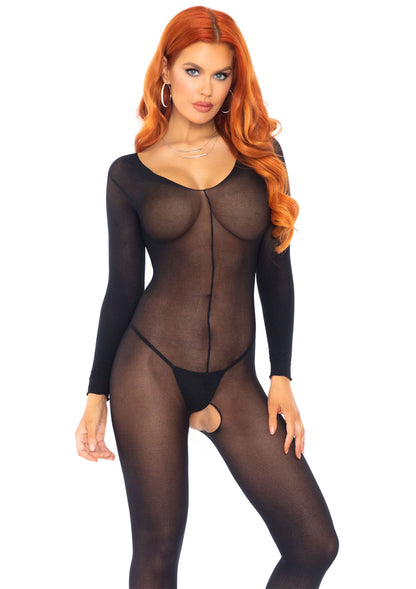 85388 leg avenue very sexy lingerie sheer long sleeves bodystocking