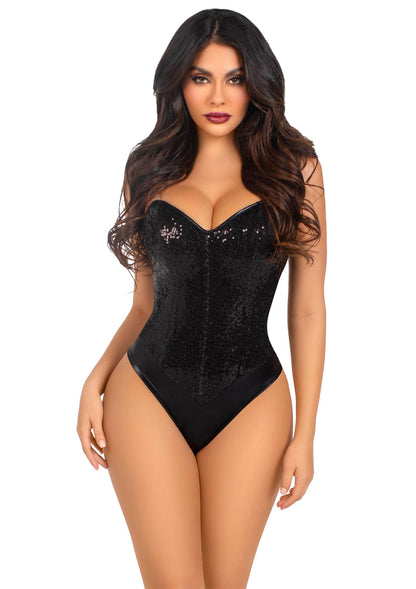Sequin Boned Crotch Bodysuit