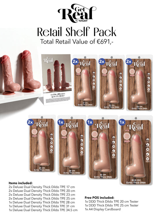 Retail Shelf Pack: ToyJoy Get Real Deluxe Dual Density Thick Dildos